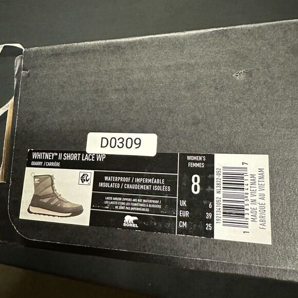 New Sorel Whitney II Short Lace Waterproof Boots 8 Quarry - Picture 6 of 6